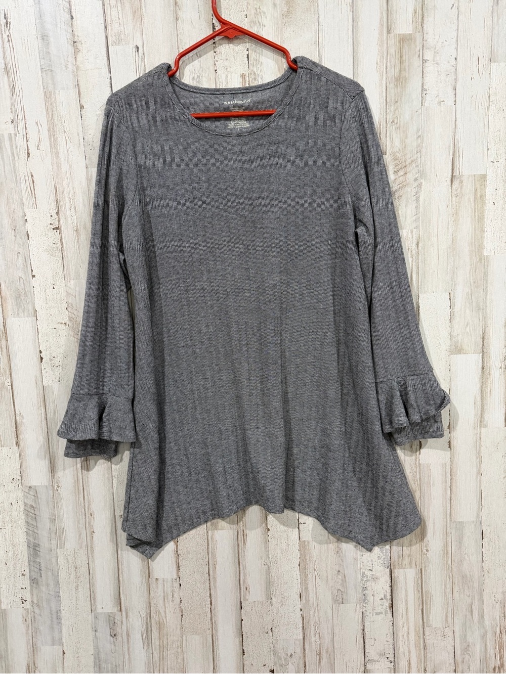 Westbound Charcoal Gray Ruffle-Sleeve Knit Tunic